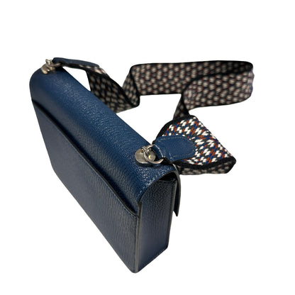 Used HERMES Chevre Mini Verrou Crossbody Bag 73 Bleu Salhir PHW