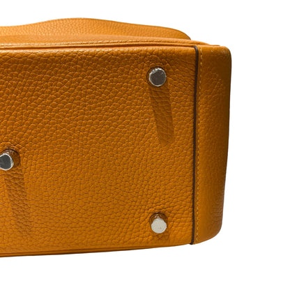 Used HERMÈS Clemence leather Lindy 26 Cross Body Bag PHW Orange (93)