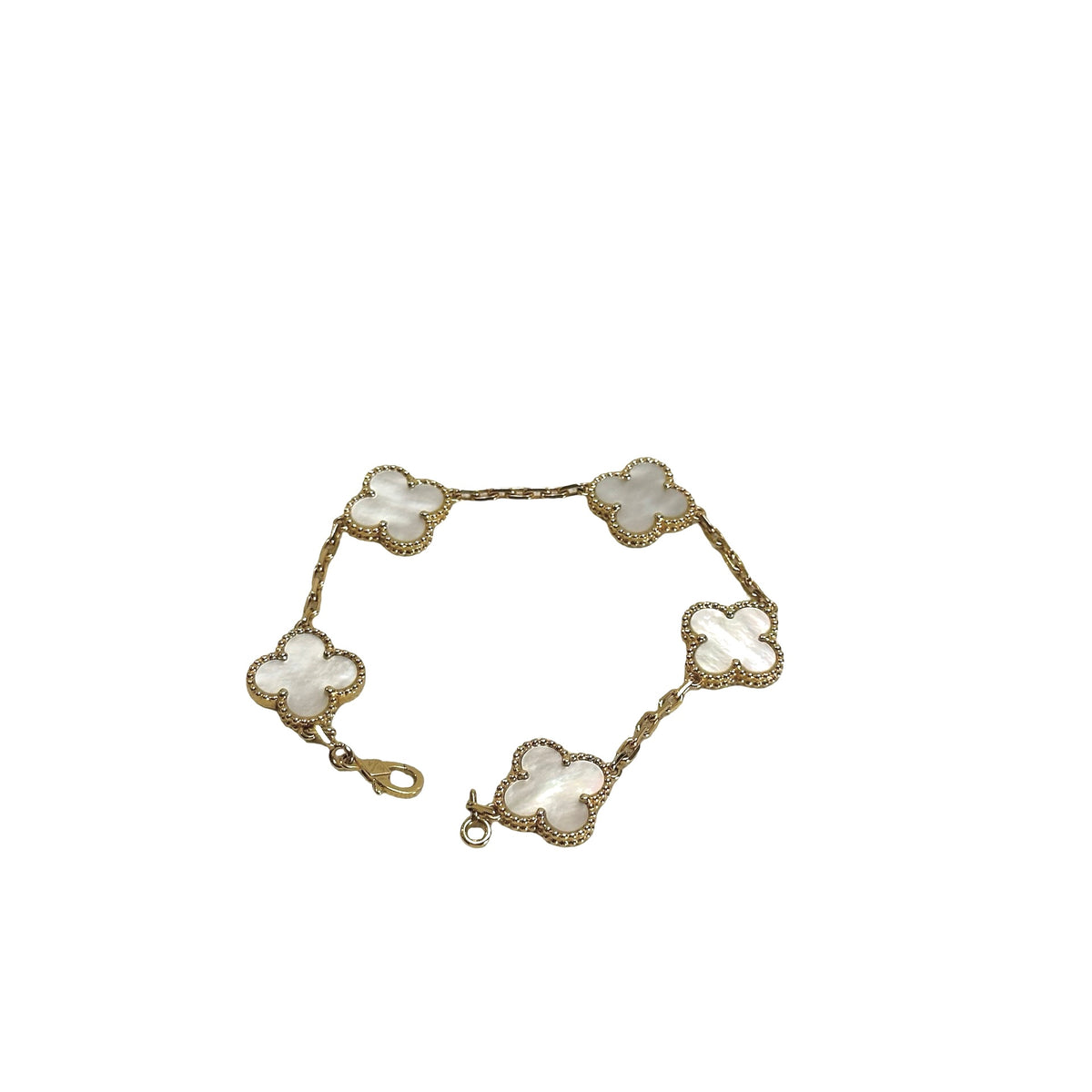 Used VAN CLEEF & ARPELS Mother of Pearl Yellow Gold Vintage Alhambra 5-motif bracelet BRACELET Gold White