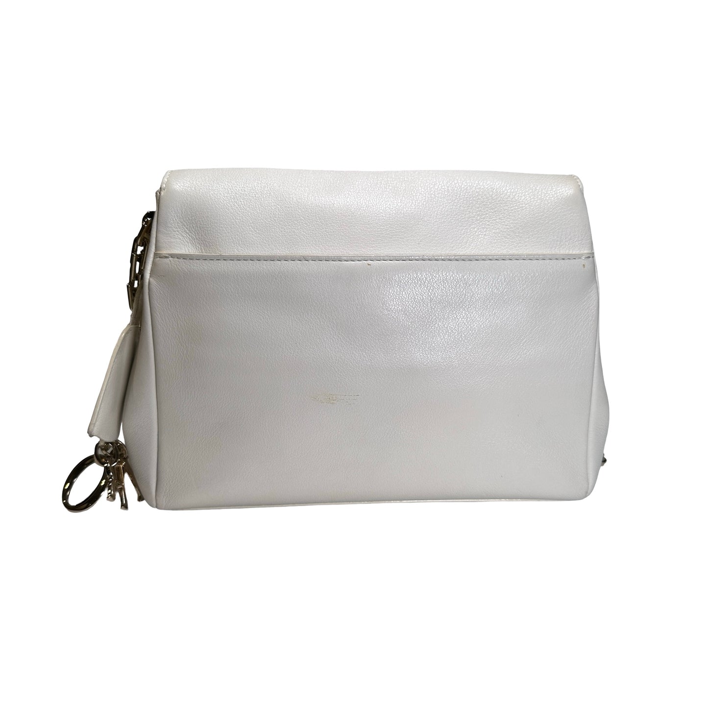 Used CHRISTIAN DIOR Leather Miss Dior Promenade Pouch Chain Shoulder Bag White GHW