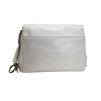 Used CHRISTIAN DIOR Leather Miss Dior Promenade Pouch Chain Shoulder Bag White GHW