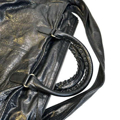 Used BALENCIAGA Leather Solid City Bag Handbag Black PHW