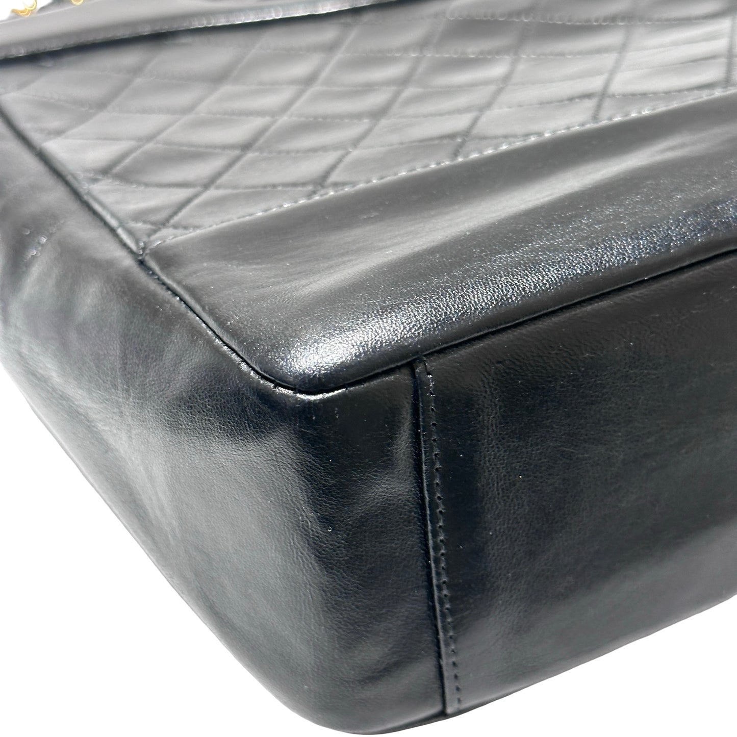 Used CHANEL Lambskin Leather Vintage 31 Small Handbag Black GHW