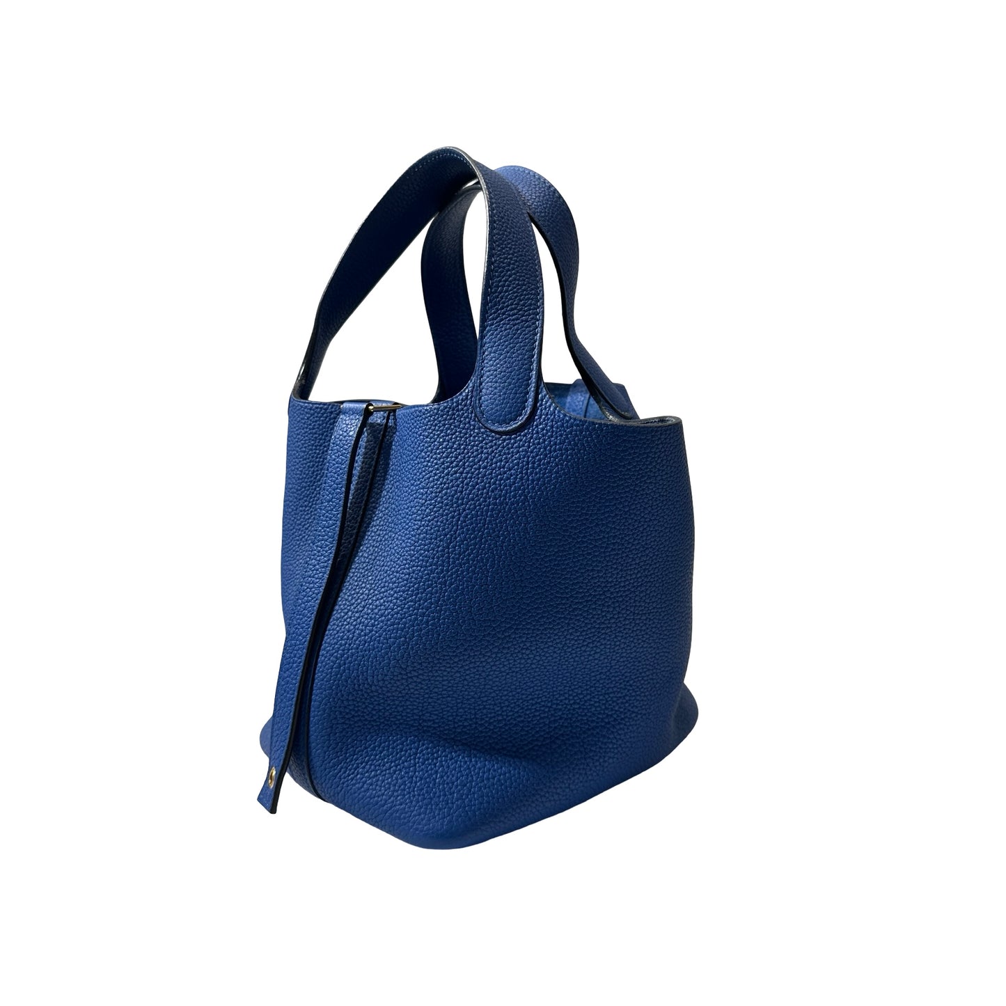Used HERMÈS Clemence leather Picotin 18 Handbag bleu electrique PHW