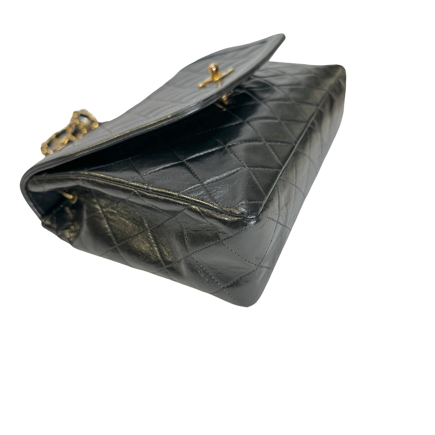 Used CHANEL Quilted Quilted Classic Flap Bag Shoulder Bag Black Gold