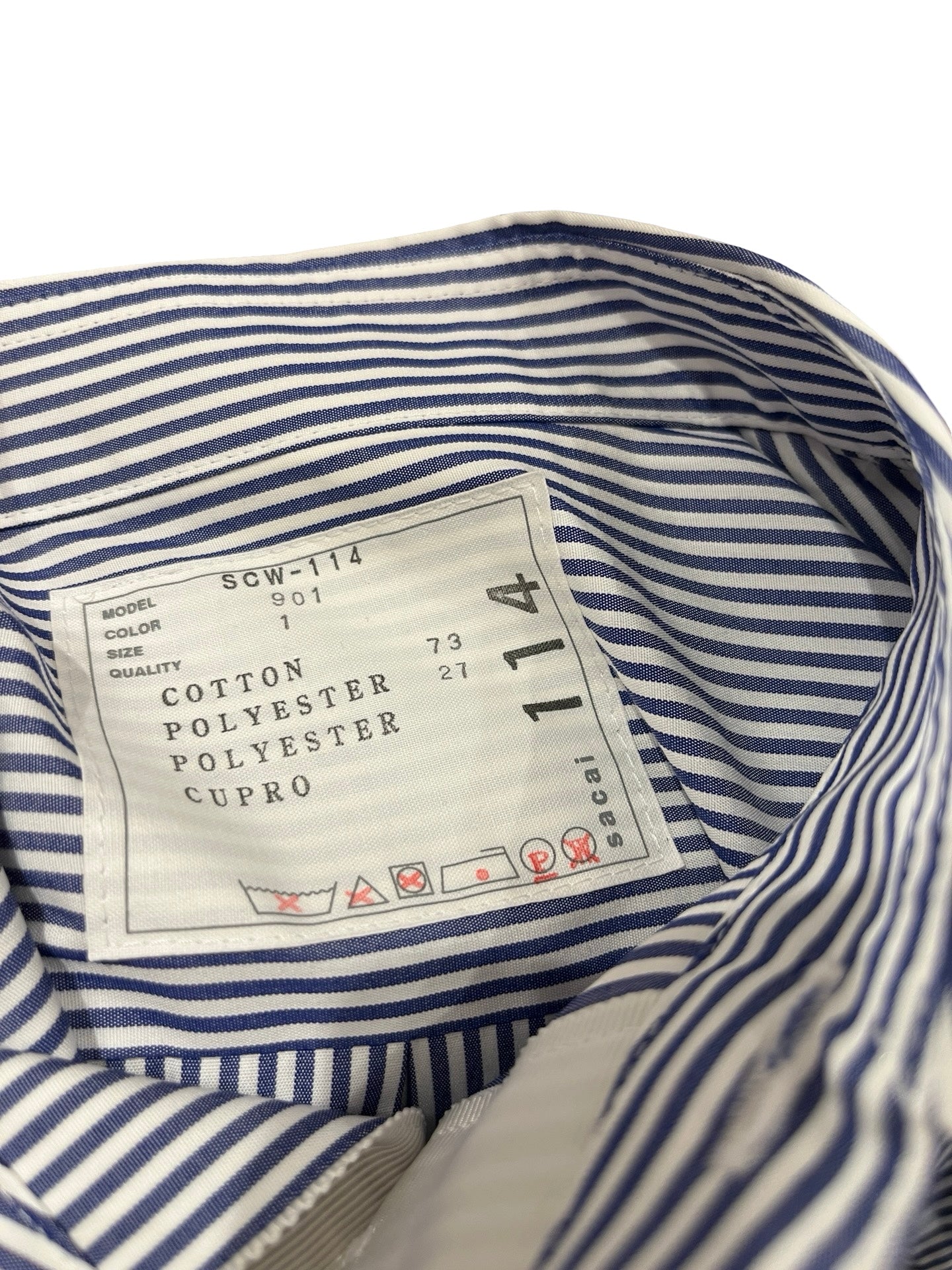 Used SACAI Striped Long Sleeve Shirt Clothes White Blue