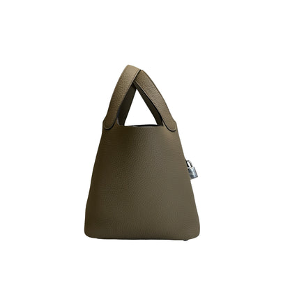 Used HERMES Clemence Picotin 18 Bucket Bag 8Q Beige PHW