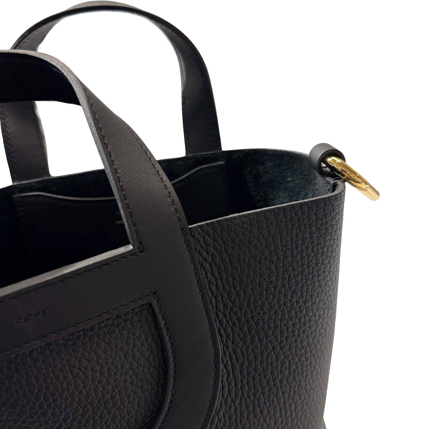 New HERMÈS Clemence leather IN THE LOOP 18 Bucket Bag Black
