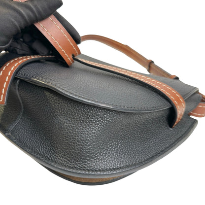 Used LOEWE Pebbled Leather Gate Crossbody Bag Black Brown