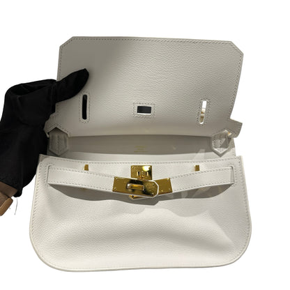 Used HERMES Evercolor Mini Jypsiere Cross body bag White GHW