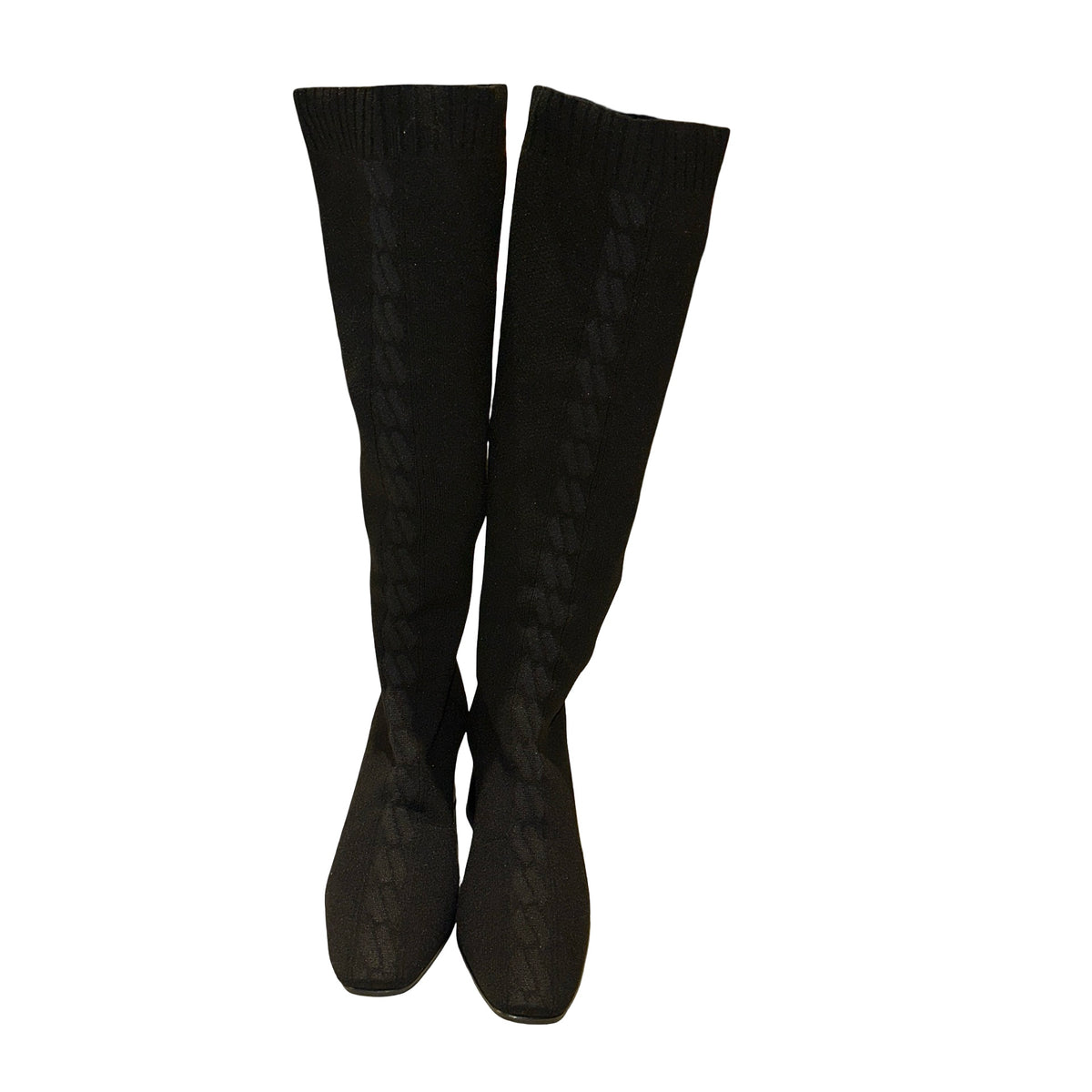 Used HERMES Knit Ex-Libris Volver 60 Boots Black
