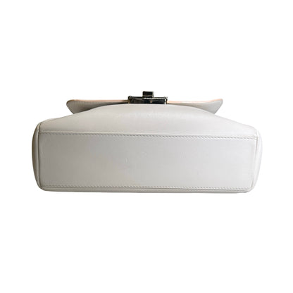 Used CHRISTIAN DIOR Leather Miss Dior Promenade Pouch Chain Shoulder Bag White GHW