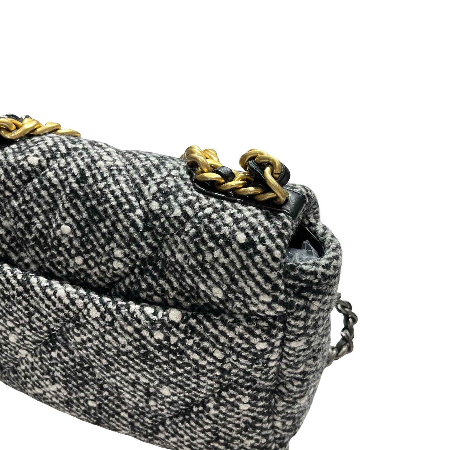 Used CHANEL Tweed Chanel 19 Handbag Black White