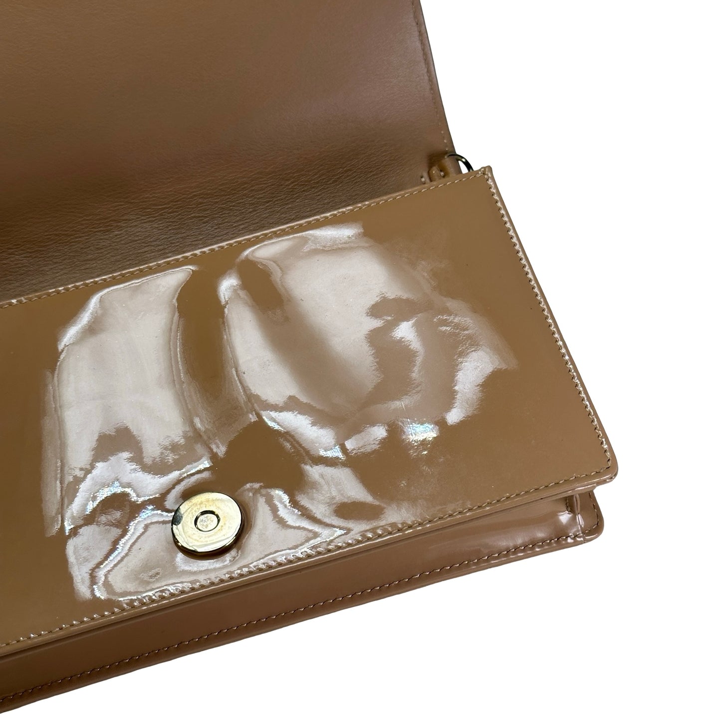 Used DIOR Cannage Patent Leather Cannage Long wallet Beige