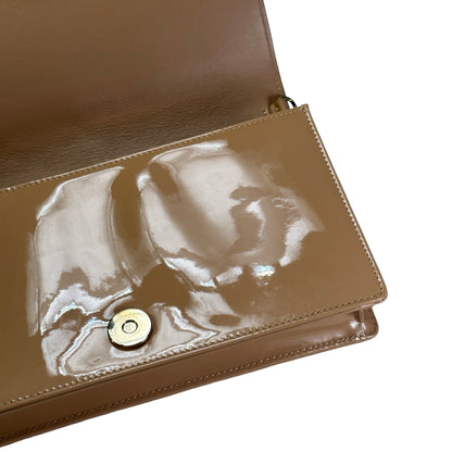 Used DIOR Cannage Patent Leather Cannage Long wallet Beige