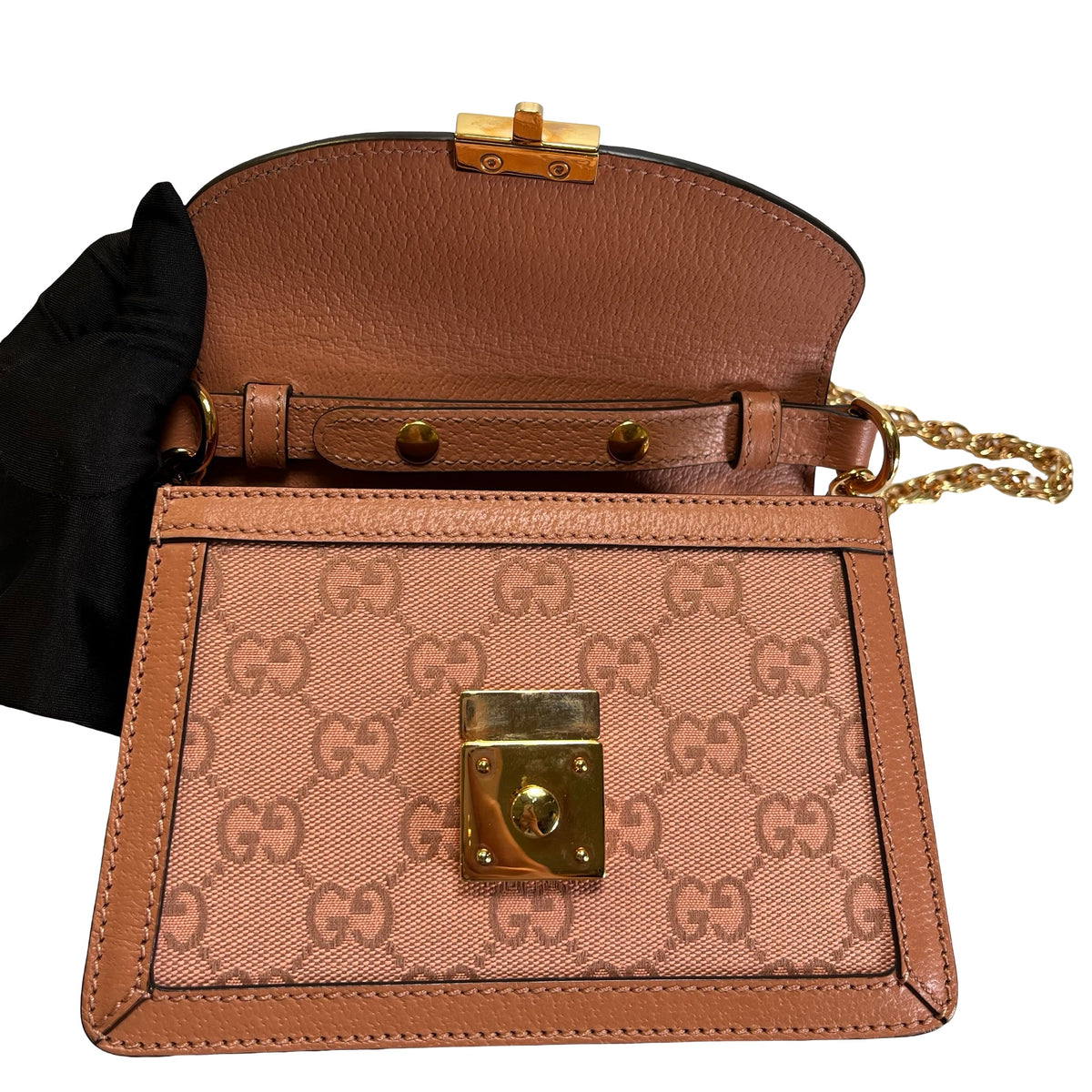 Used GUCCI GG CANVAS Ophidia GG Supreme Mini Chain Shoulder Bag Pink GHW