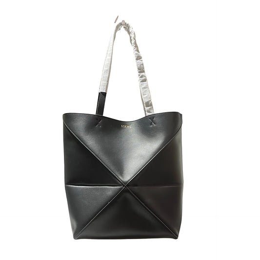 Used LOEWE Calfskin Leather Puzzle Fold Tote Bag Black