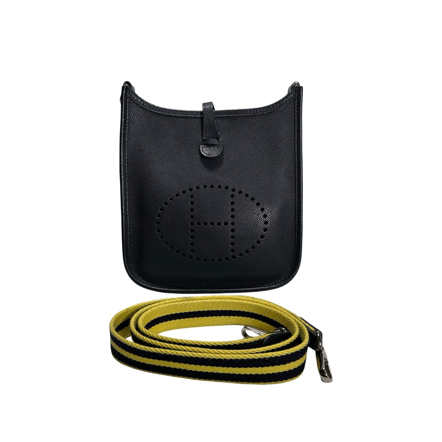 Used HERMES Leather Mini Evelyne Shoulder Bag Black