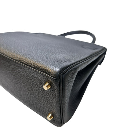 Used Hermès Clemence leather Kelly 28 Handbag Black GHW