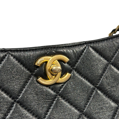 Used CHANEL Lambskin 22PHobo Bag Shoulder Bag Black Gold