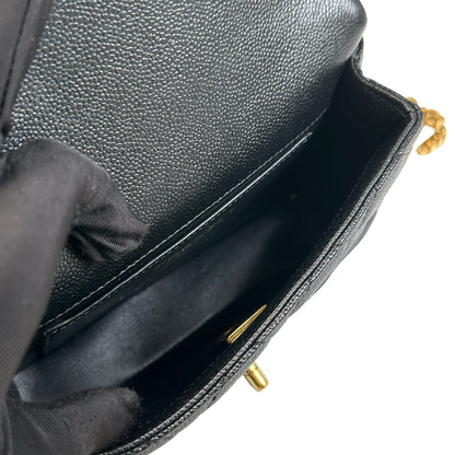 Used CHANEL Caviar Quilted Mini Flap Bag Chain Shoulder Bag Black Gold