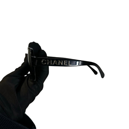 Used CHANEL Solid Square Sunglasses SUNGLASSESS Black Silver