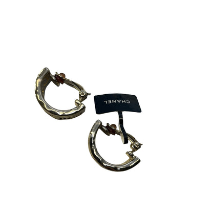 Used CHANEL Silver tone Logo Earrings Silver