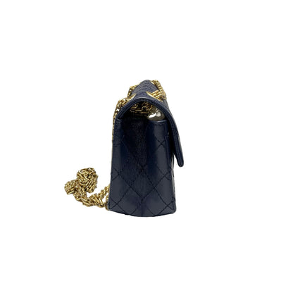 Unused CHANEL Mini 2.55 Cross Body Bag Navy Blue GHW