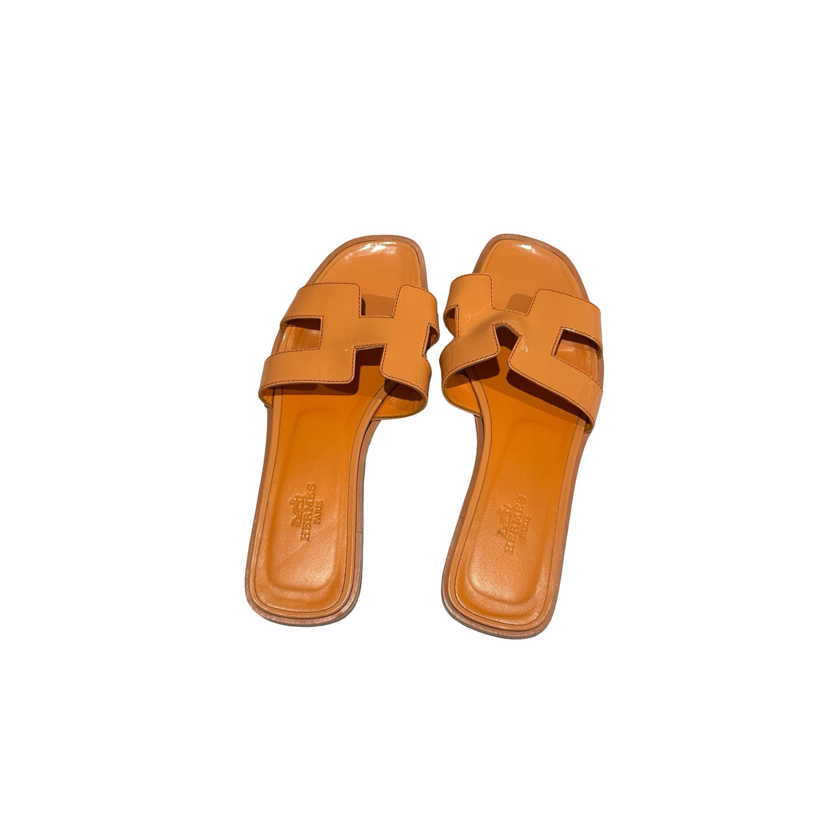 HERMES Smooth Calfskin Leather Oran Heels Gold/Tan