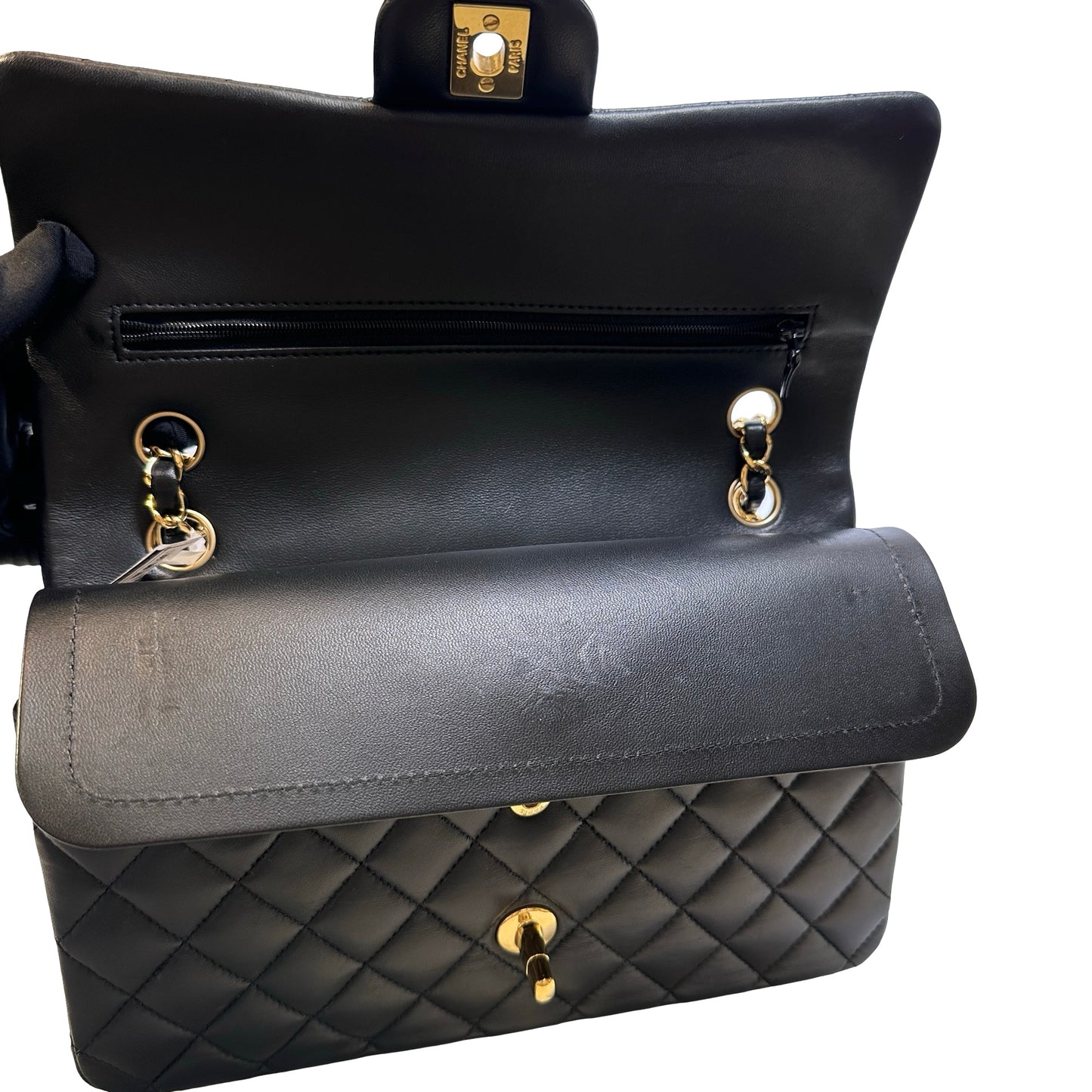Used CHANEL Lambskin CF25 Shoulder Bag Black
