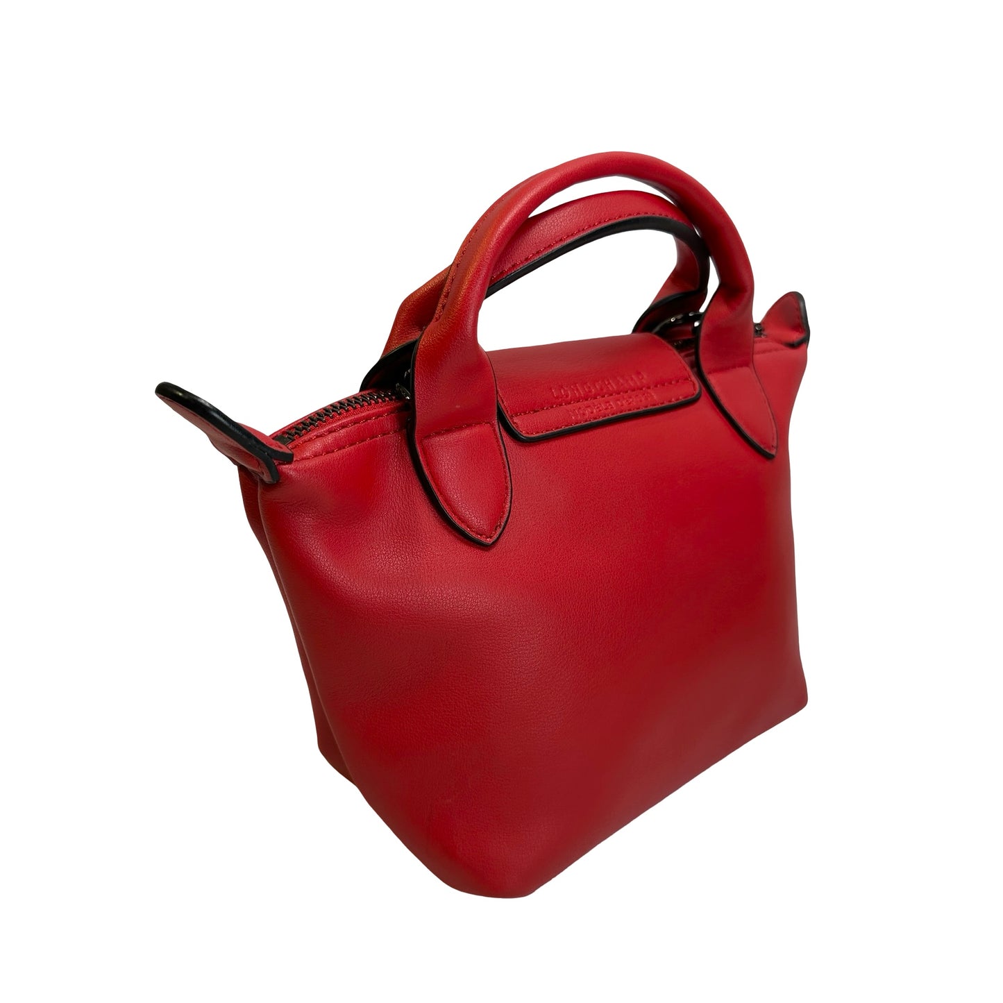 Used LONGCHAMP Leather Le Pliage Handbag Red
