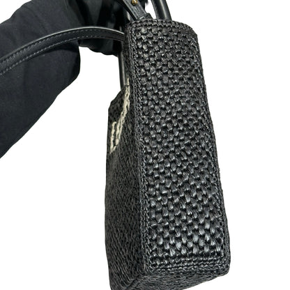 Used LOEWE Raffia A5 Tote Cross Body Bag Black