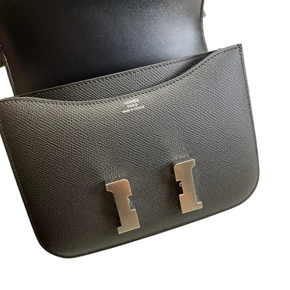Brand New HERMES Epsom Mini Constance Shoulder Bag Black PHW