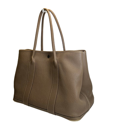 Used HERMES Negonda Leather Garden Party Tote Bag Etoupe