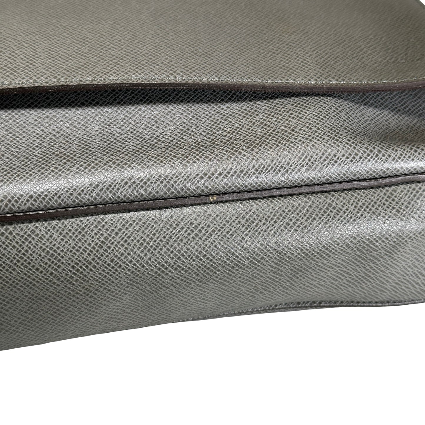 Used LOUIS VUITTON Calfskin Roman Messenger Bag Grey PHW