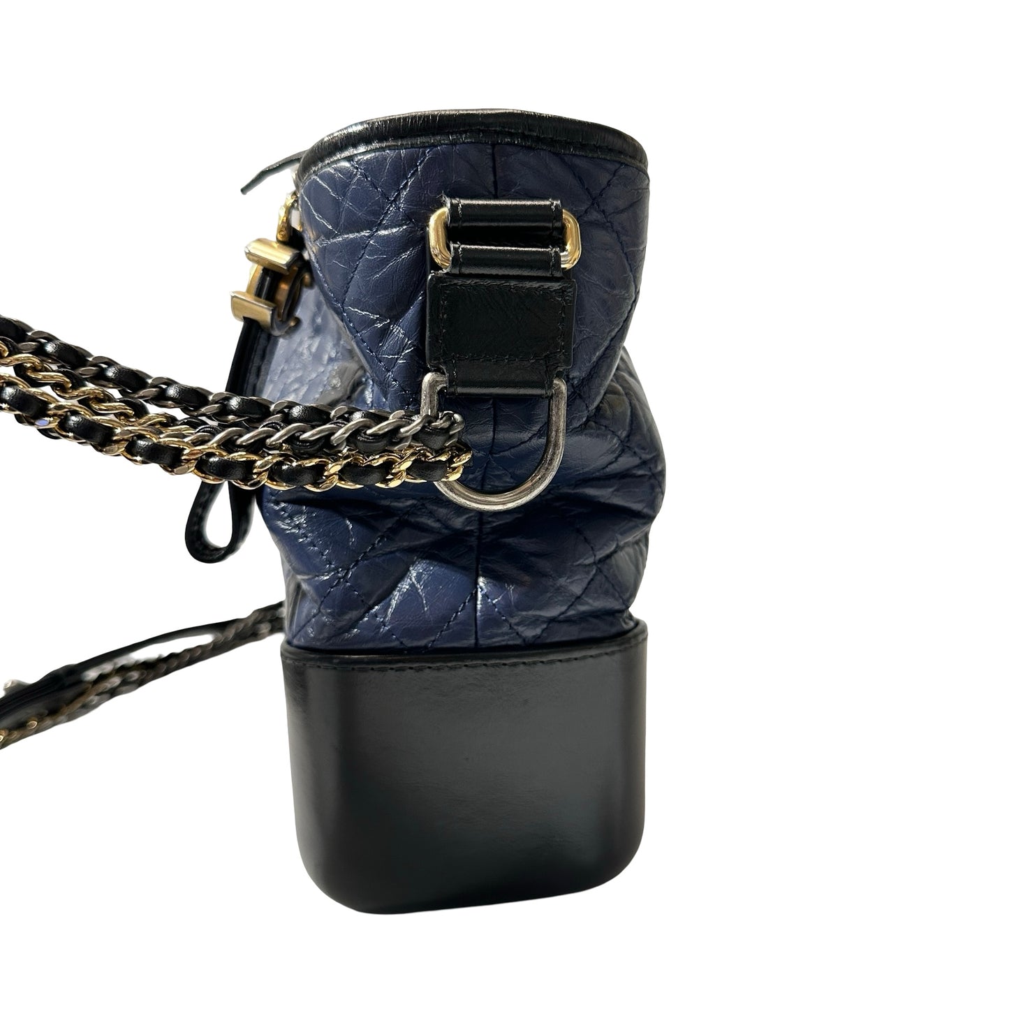 Used CHANEL Lambskin Leather Gabrielle Cross Body Bag Navy GHW