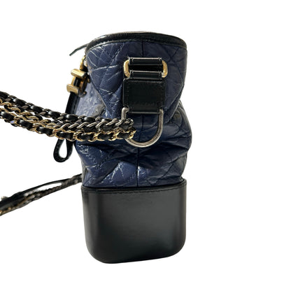 Used CHANEL Lambskin Leather Gabrielle Cross Body Bag Navy GHW