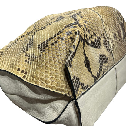 Used LOEWE Python Leather Calfskin Leather Python Hobo Bag Beige