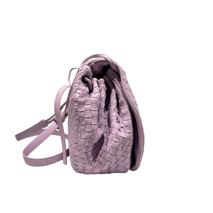 Used Bottega Veneta Lambskin Leather Cross Body Bag Light Purple