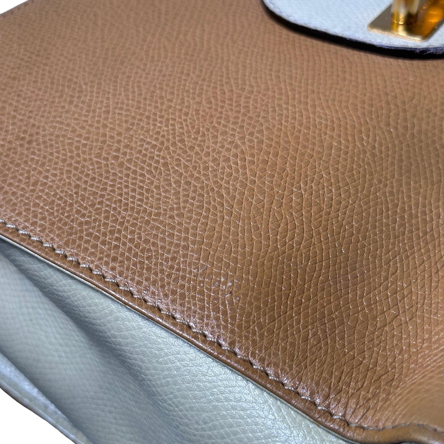Used LOEWE Lambskin Leather Vintage Shoulder Shoulder Bag Beige Yellow
