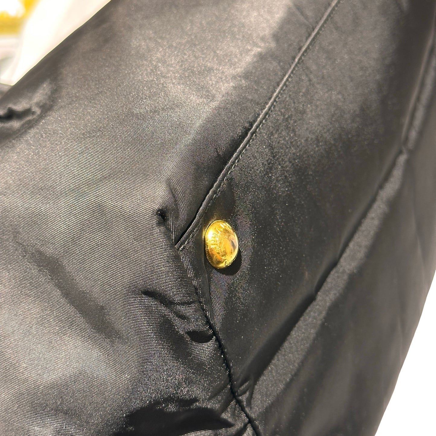 Used PRADA Nylon RIBBON Handbag Black GHW