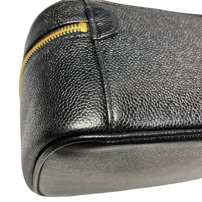 Used CHANEL Vanity Case Shoulder Bag Black GHW