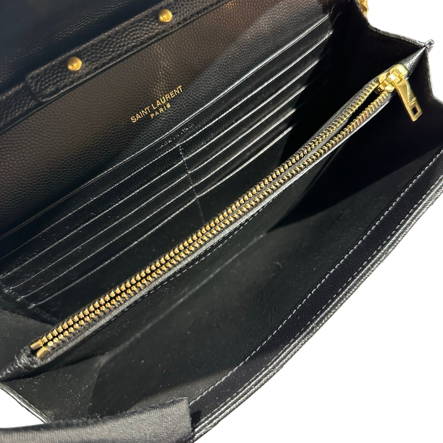 Unused SAINT LAURENT Caviar Leather WOC Cross Body Bag Black GHW