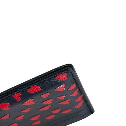 Used DIOR Leather Card Case Card case Black Red
