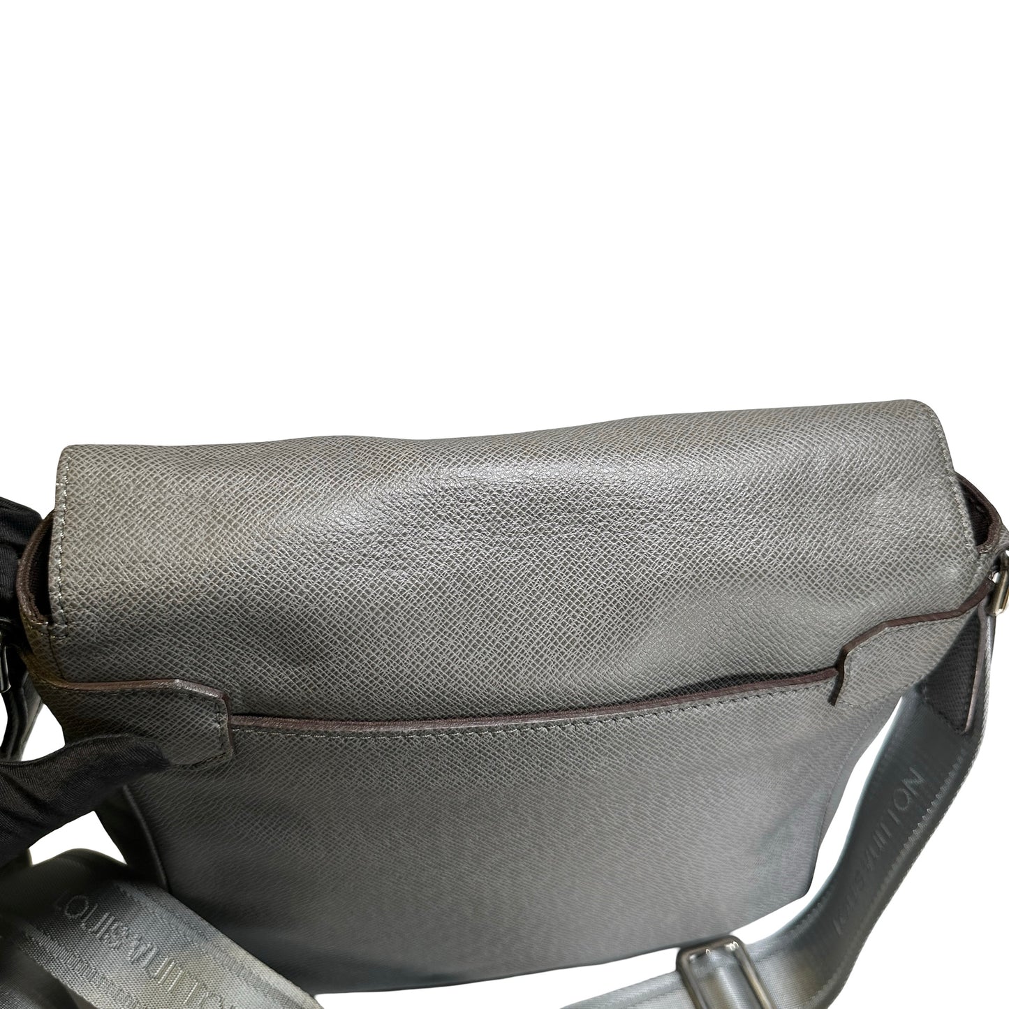 Used LOUIS VUITTON Calfskin Roman Messenger Bag Grey PHW