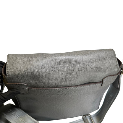 Used LOUIS VUITTON Calfskin Roman Messenger Bag Grey PHW