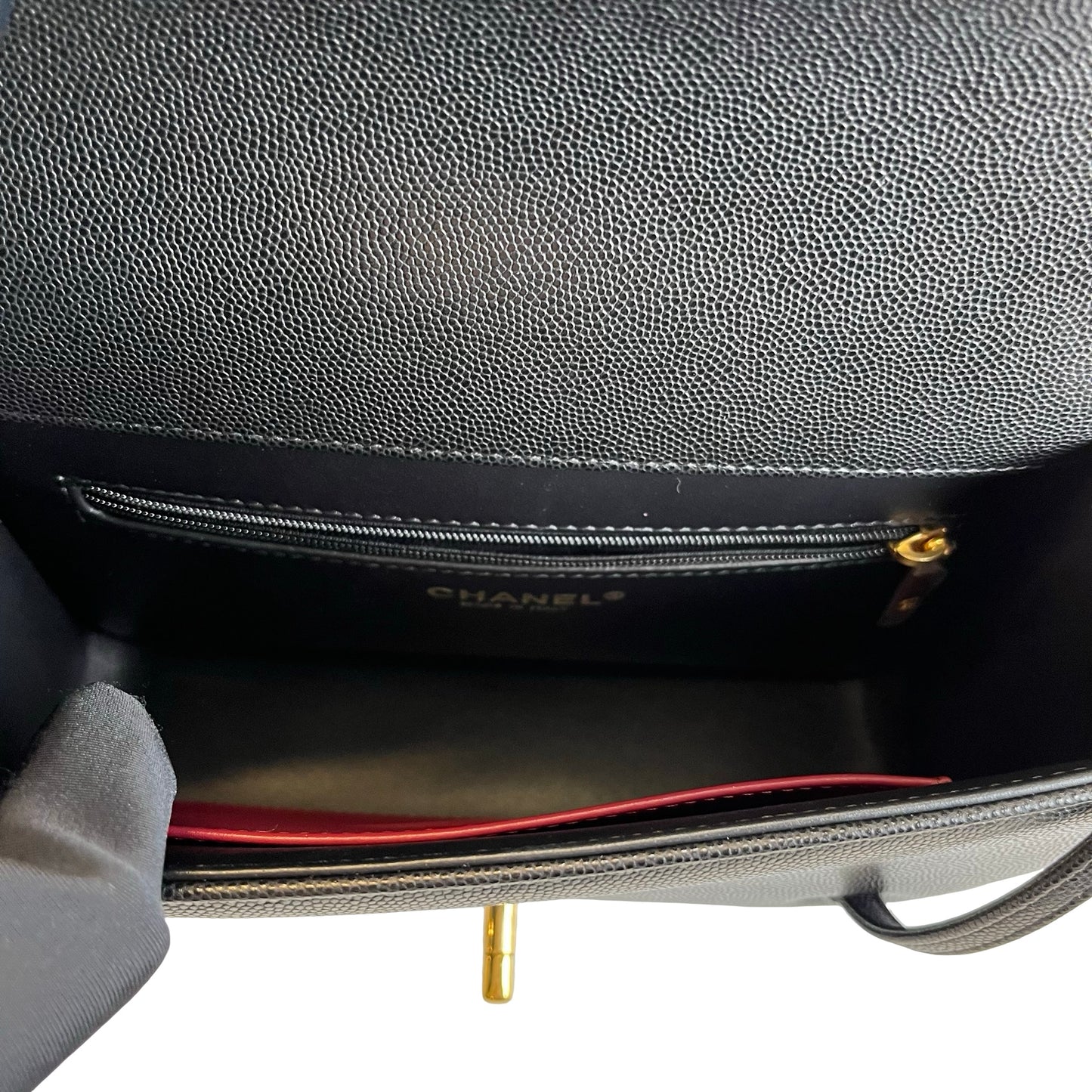 Used CHANEL Caviar Leather Shoulder Bag Shoulder Bag Black