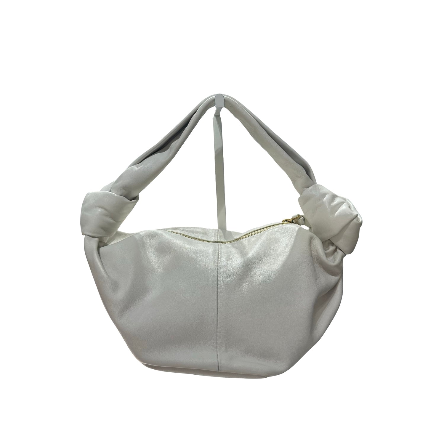 Used BOTTEGA VENETA Calfskin Leather Mini Double Knot Hobo Bag White