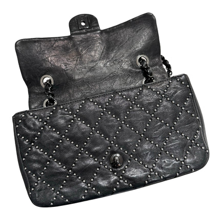 Used CHANEL Lambskin Leather Flap Shoulder Bag Black