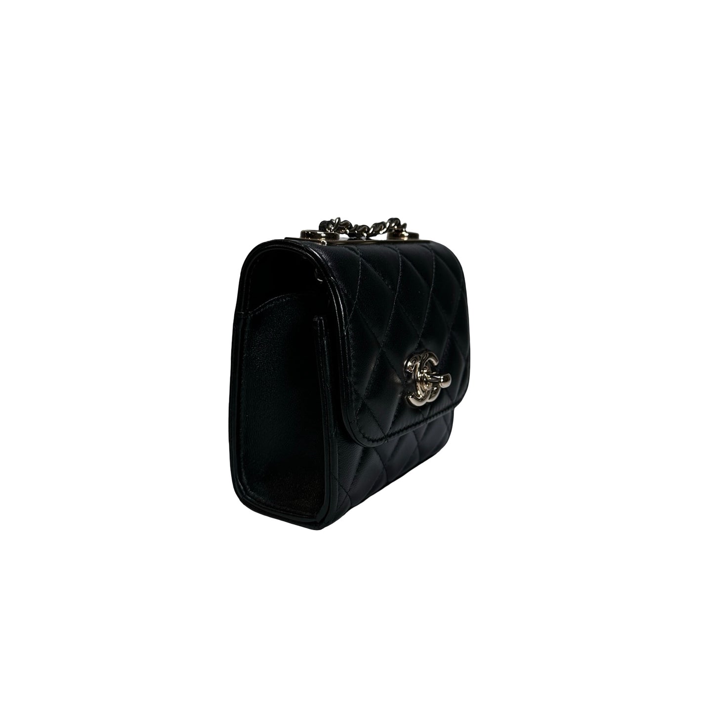 CHANEL Quilted Lambskin Trendy CC Square Clutch with Chain Mini Bag Black GHW